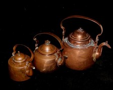 3 Antiker alter Kupferkessel Wasserkessel Teekessel nutzbar  c. 0,5- 1,5 L