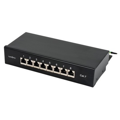 10'' Patchpanel Desktop CAT7, 8 Port, 1HE mit Beschriftungsfeld, LSA-Montage, T56