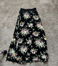 Refuge Women s XXS Black Floral Pull-On Maxi Skirt Elastic Waist Knit