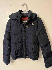 Abercrombie Fitch Kids Puffer Coat Down Filled Size XL Navy Blue Hooded