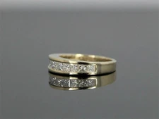 1.50Ctw Princess Cut Moissanite Channel Set Wedding Ring 14K Yellow Gold Plated