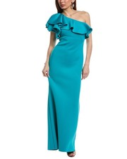 Eliza J One-Shoulder Scuba Gown Women's Green 4