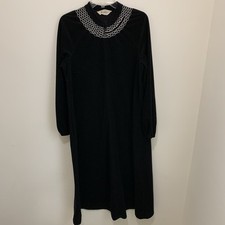 Vintage Vanity Fair Black Dress Hostess Medium Full Sleeve Thick Zip Gown night