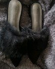 Henry Farrera black suede/faux fur pt toe mules womens 8M — photo 4