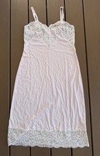 Vintage Shadowline Pink Lace Trim Nylon Babydoll Nightgown Size 36 M Midi