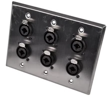 Seismic Audio SA-PLATE35 Steel Wall Plate 3 Gang with 6 XLR and 1/4-Inch
