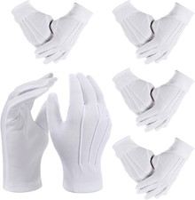 5Pairs White Usher Gloves for Church Men Polyester Parade Glove Dress Gloves for
