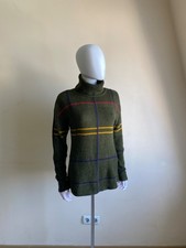 Barbour Womens Green Check Turtleneck Alpaca Wool Sweater Size 10