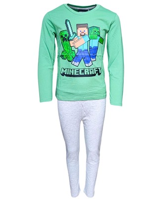 Minecraft Schlafanzug -  Jungen Pyjama Set lang Gr. 116 - 152 cm 