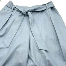 ELOQUII Women's size 16 Baby Blue Faux Vegan Leather Pants Waist Tie Pockets EUC