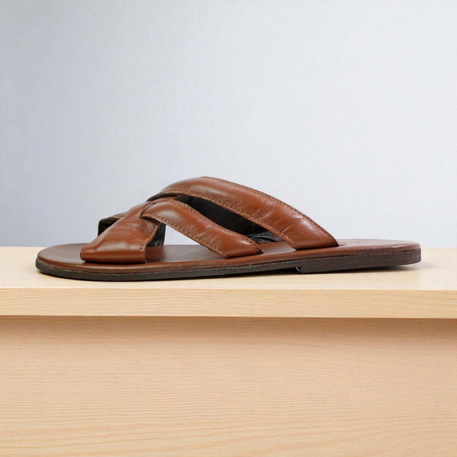 Paradise Brown Mens Italian Leather Sandals Shoes