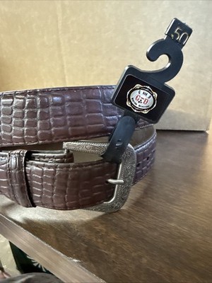 NWT G Bar D Men s Genuine Leather Alligator Print Dark Brown Belt. Size 50