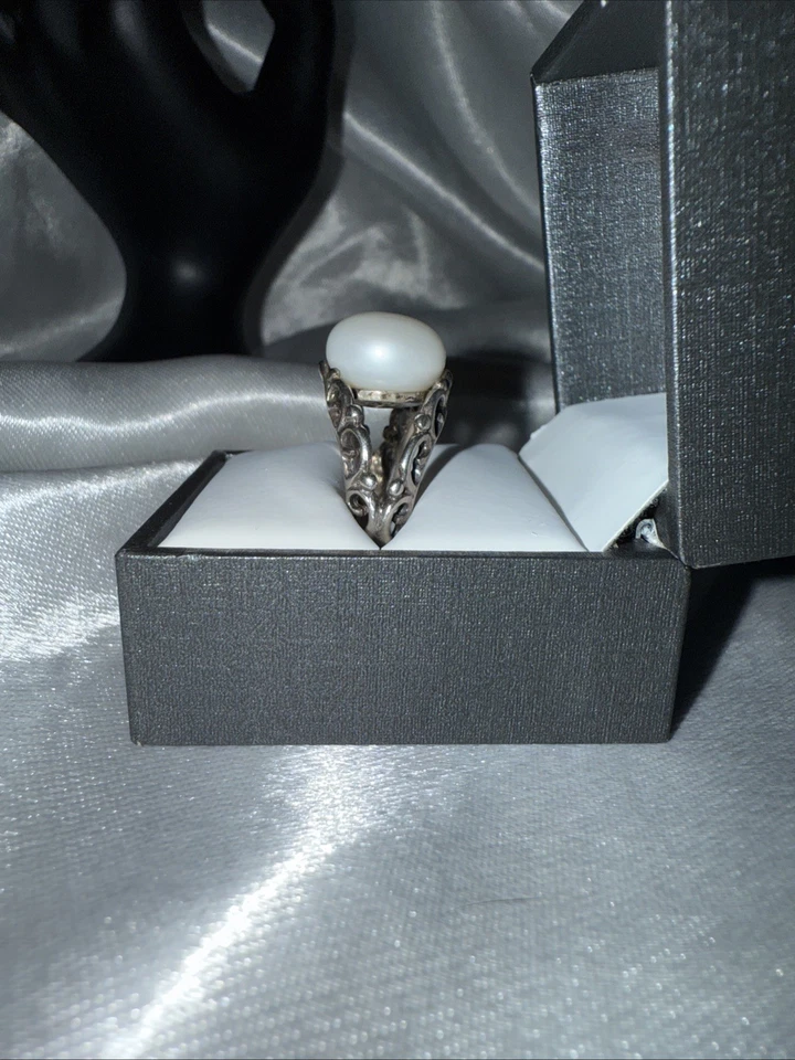 Anillo de plata de ley 925 con perlas cultivadas talla 8,75 perlas blancas Foto 3 de 4