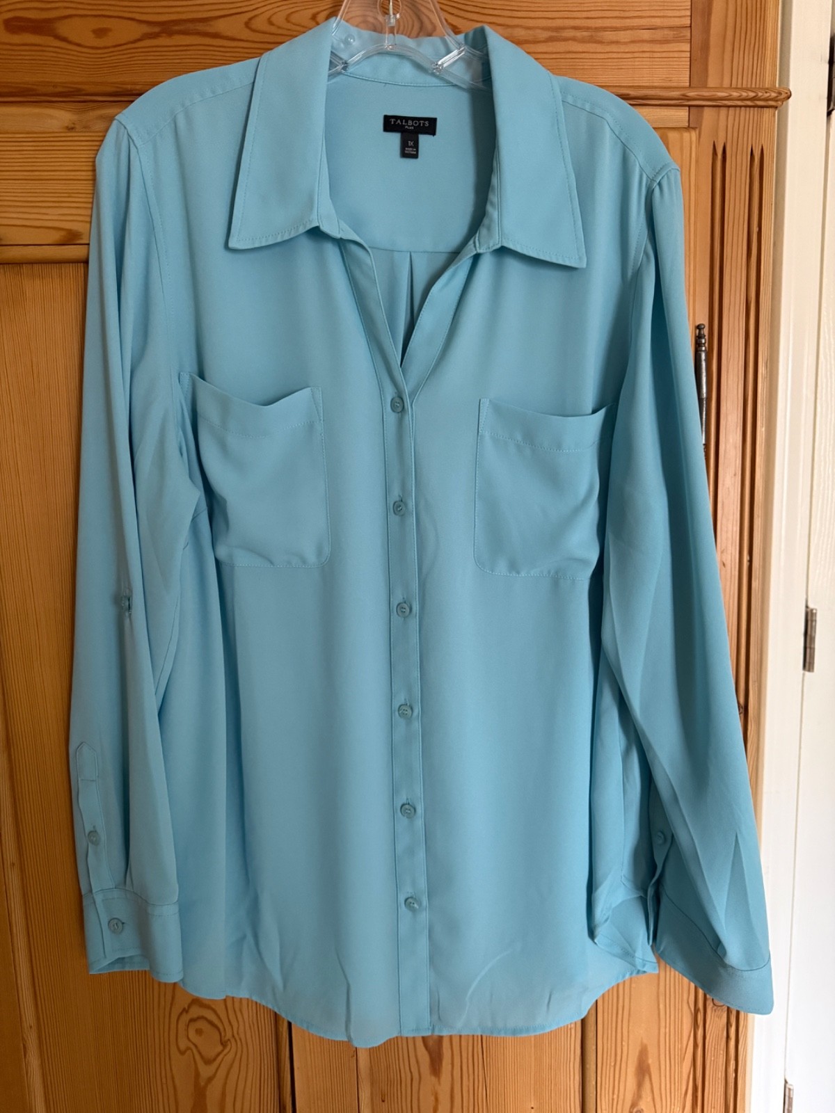 Talbots Polyester Button Down Collared Shirt Size… - image 1