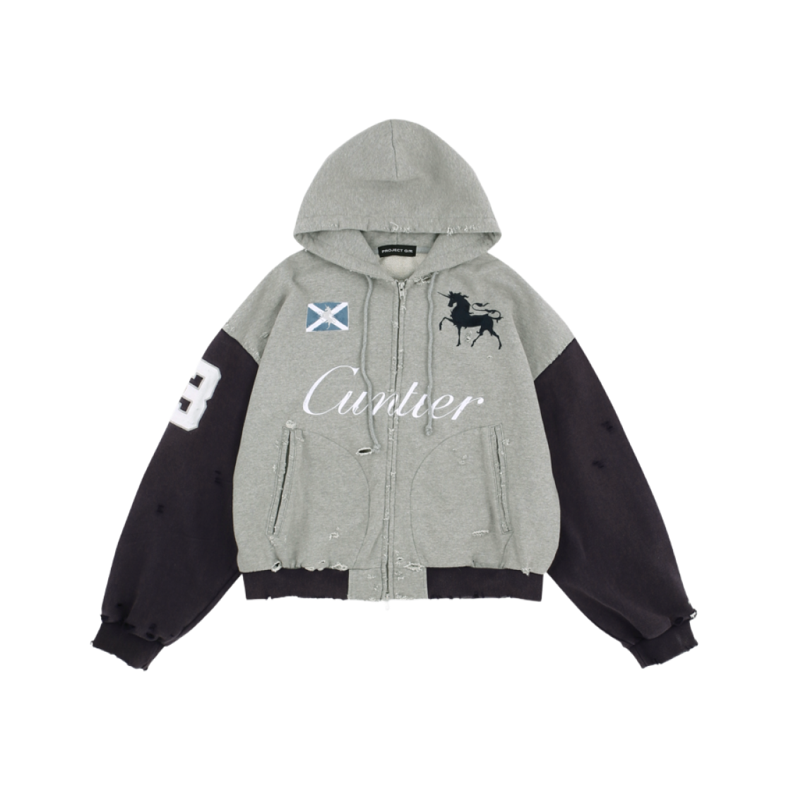 project gr CUNTIER ZIP HOODIE ジップパーカー　1 Project G/R Cuntier Zip Hoodie Melange Grey | eBay