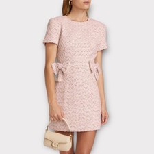 As It May Jessica Tweed Bow Mini Dress Women's Large L Pink Preppy Country Club