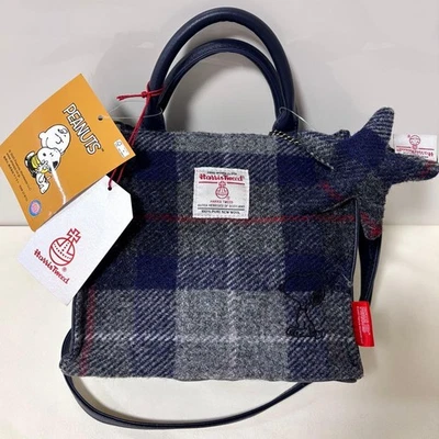 Sac bandoulière Snoopy Harris Tweed 2 voies cacahuètes carreaux carreaux gris... - Photo 1/2