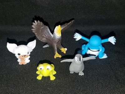 Mini Animal Figure Lot Of 5, Dog, Bald Eagle, Frog, Monkey, Penguin