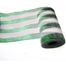 Mesh Ribbon 6 inch x 30 feet Metallic Deco Mesh Ribbon White Green