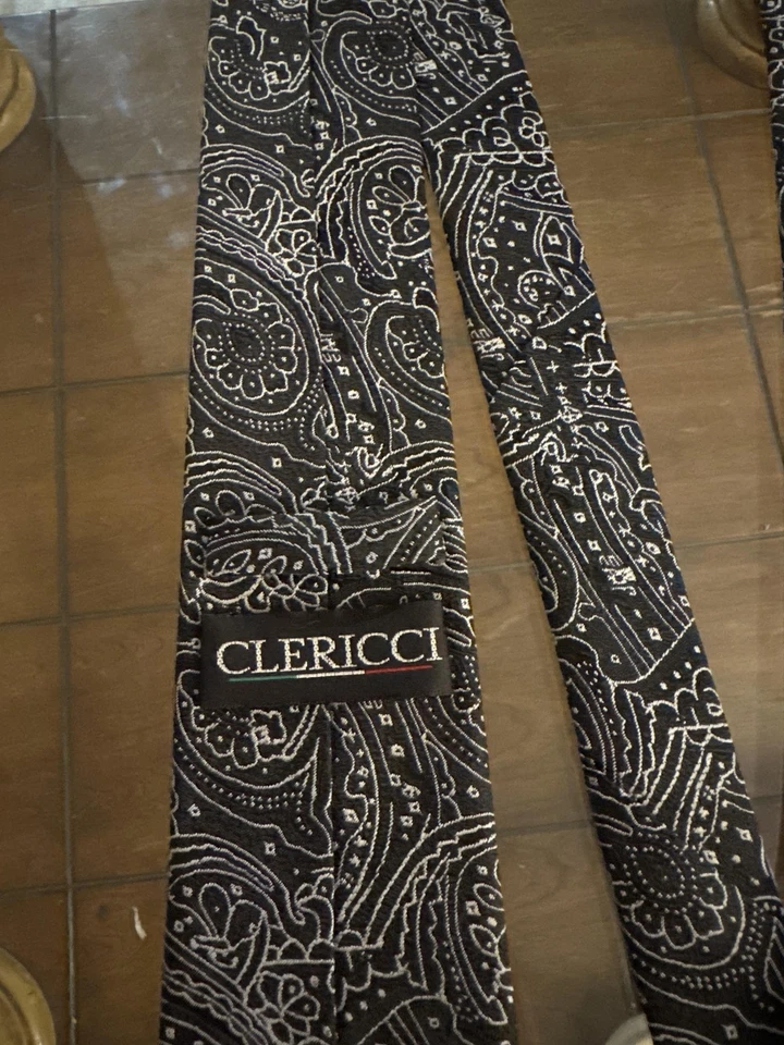 Clericci Tie Mens Paisley Silk Necktie Formal Dress Accessory Classic Pattern - Image 3 of 4