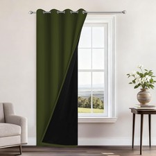 100 Blackout Curtains Olive Green 52W x 84L 1 Panel 84 Inches