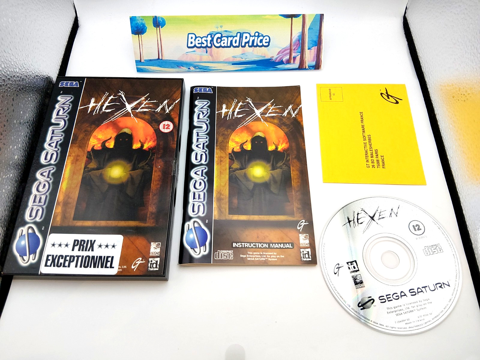 HEXEN sega Saturn PAL EUR CIB COMPLET FPS SHOOTER RETRO GAME + FLYER