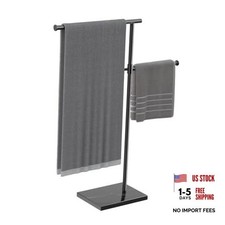 Free Standing Towel Rack for Bathroom with Weighted Marble Base, 40 Inch