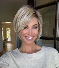 Short Bob Pixie Cut Ombre Ash Blonde 100% Human Hair Lace Front Wigs for Women