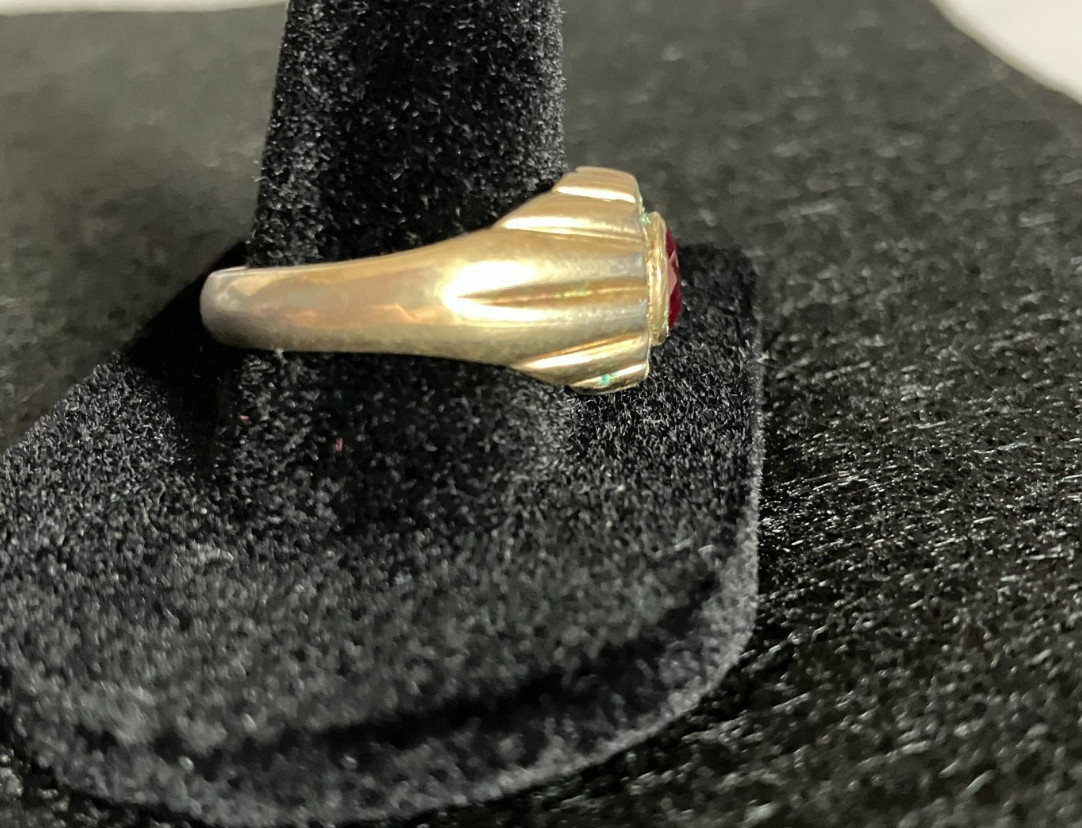 Sterling Silver 925 Gold Toned Ruby Cocktail Ring… - image 2