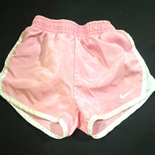 Nike Dri-FIT Girls M Pink White Athletic Running Shorts Mesh Breathable Logo