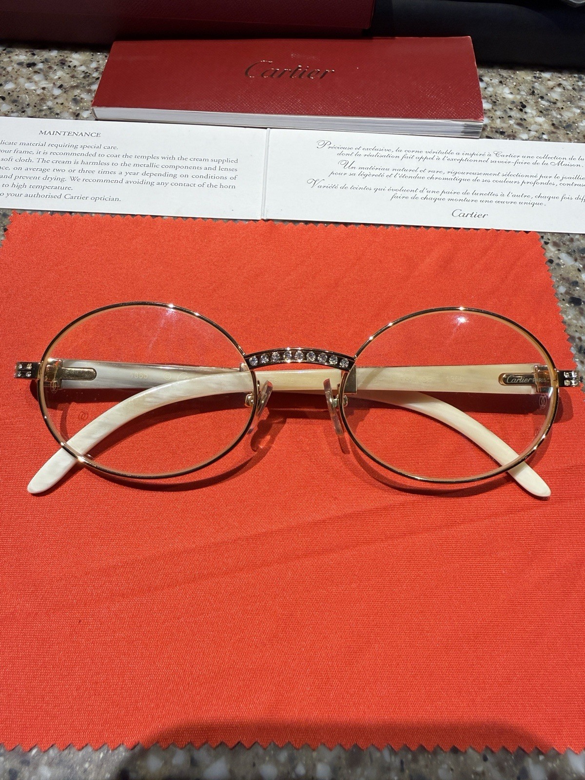 Authentic Vintage Cartier Round Gold Eyeglasses Jeweled Frames Rare Luxury image 2