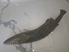 antique Shamshir Big Kukri Gurka Dagger Knife Silver Stones Gold