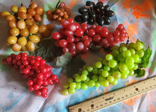 Faux Grape Clusters Realistic Artificial Green Red Gold Purple Fruit Bunches
