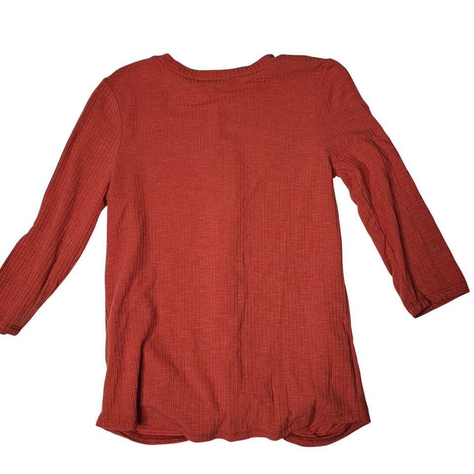 Speechless Top Kids XL девочек футболка оранжевый ребристый Twist спереди кнопка плеча - Изображение 2 из 4