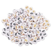 200 Stk 4X7Mm Acryl Buchstabenperlen, Weiß, G, FüR Schmuckherstellung