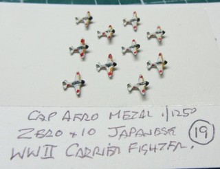 Zero x 10 Japanese WWII Carrier Aircraft by Cap Aero Scale 1/1250 Ship Model