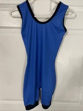 Matman Reversible Wrestling Singlet Womens S Hi-Cut Royal Blue Red Made in USA