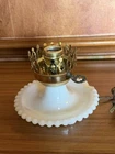 Vintage Hobnail Lamp Base Milk Glass WHITE Boudoir Bedroom Lamp Works