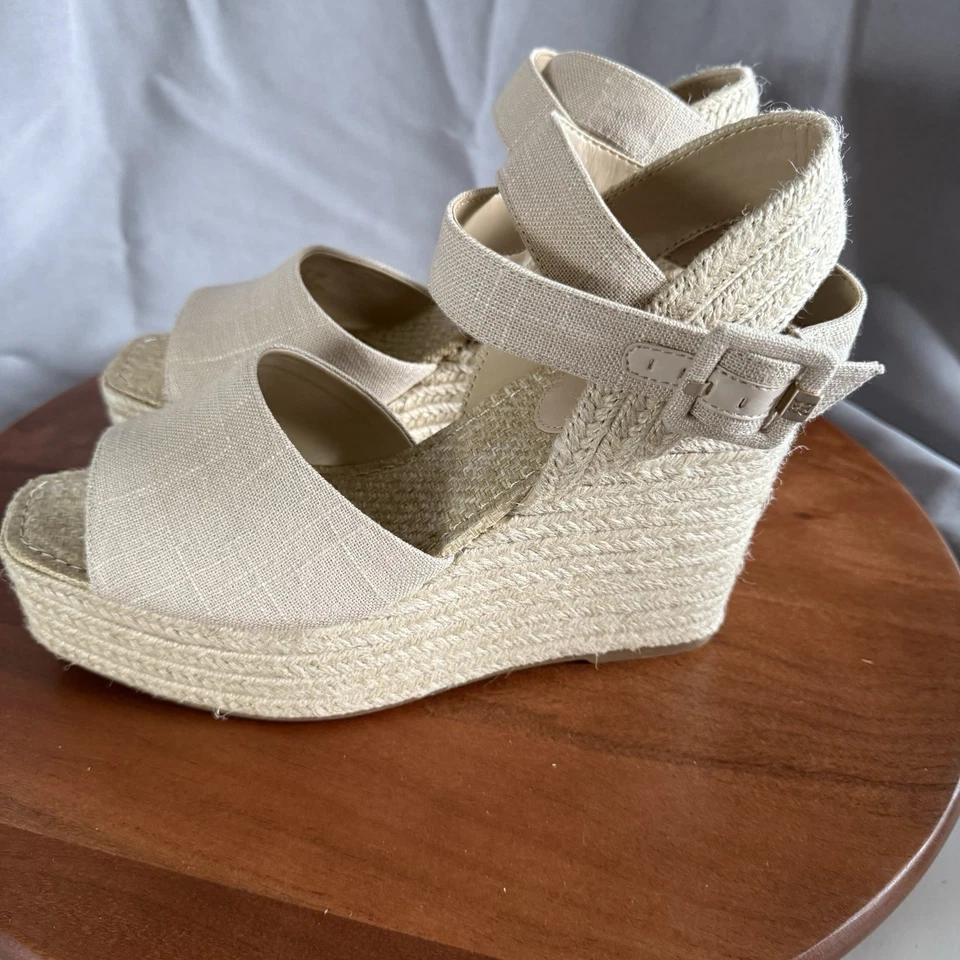 Sam Edelman Vada Alpargata Cuña Lino Natural Mujer Tallas 11/NUEVA con Caja Foto 2 de 4