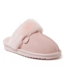 Neu Fireside by Dearfoams Damen rosa echtes Lammfell Hausschuhe Größe 8 Clogs