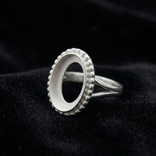 925 Sterling Silver Oval 10x12mCup Ring Blank Stone Setting DIY Jewelry Supplies