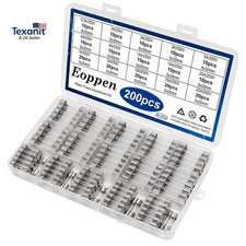 200Pcs Fast Blow Glass Fuses Assortment Kit 15 Values 5X20Mm 250V 1A 5A 10A 15A