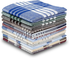12 Pack Mens Cotton Handkerchiefs 16" Large Pocket Square Classic Assorted Hanki