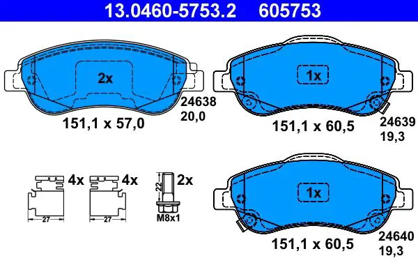 Ate Kit Pastiglie Freno 13.0460-5753.2 - Immagine 3