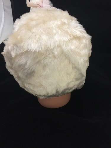 Toddler girl Faux Fur Bonnet vintage handmade ecru - Picture 4 of 9