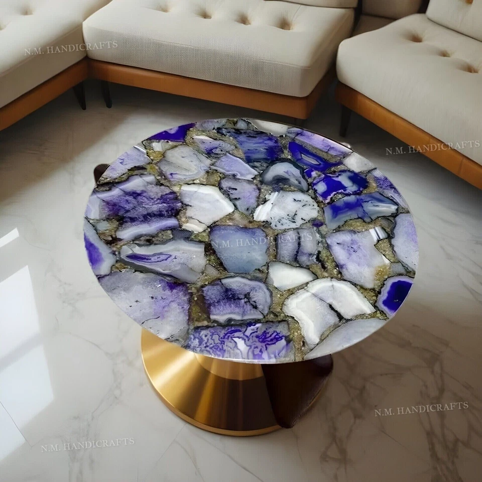 Agate Coffee table, agate side table, natural stone table top, gemstone table - Image 3 of 4