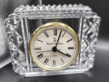 1993 Royal Doulton Custom Gold Tone Crystal Shelf/Desk Quartz Clock 1140 g Works