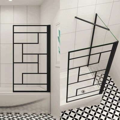 AICA SANITAER GMBH Badewannenaufsatz mit unregelmäßigem Gitter Drehwand Duschabtrennung