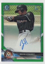 2018 Bowman Chrome Prospects - Brayan Hernandez Green Refractor /99 Autograph