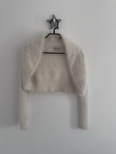 Women’s Fever Faux Fur Angora Shrug Jacket Long Sleeves Size Xs
